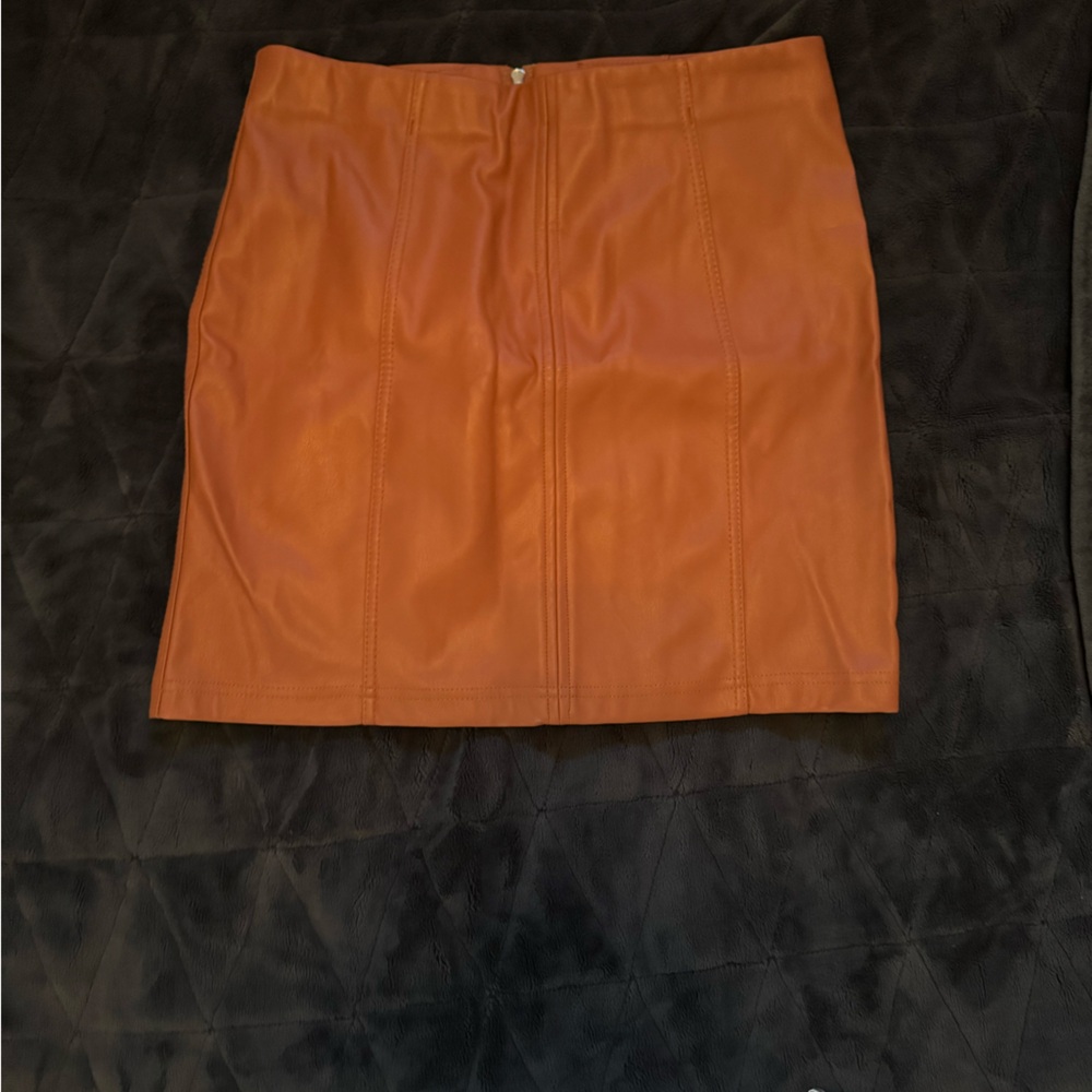 Burnt Orange Leather Skirt